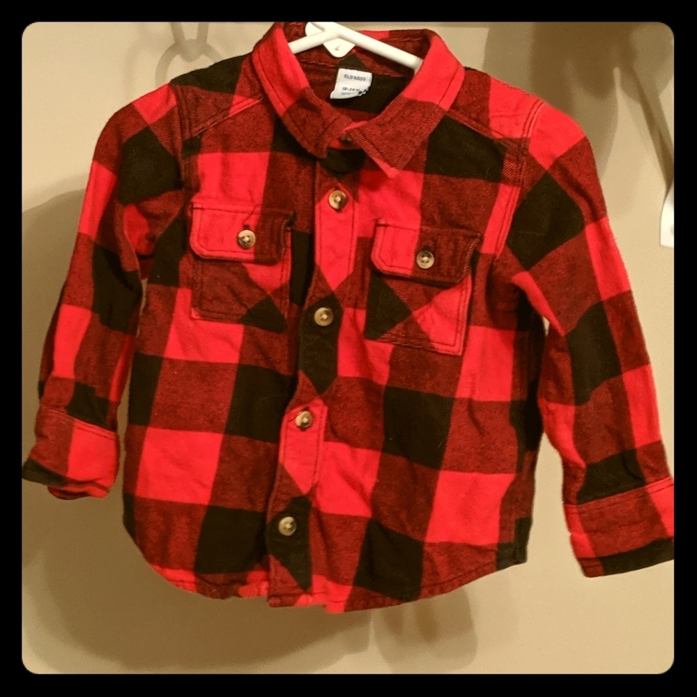 Old Navy Flannel Buffalo Plaid Button Down Shirt
